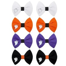 Halloween 8 Piece Hair Bows, Clips In, Cute Ghost Lined Bow Clip In Hair Bows