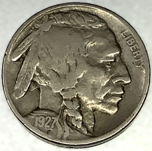 1927-P Buffalo Nickel 5C Fine (F) FULL DATE Philadelphia Actual Coin Shown -2139