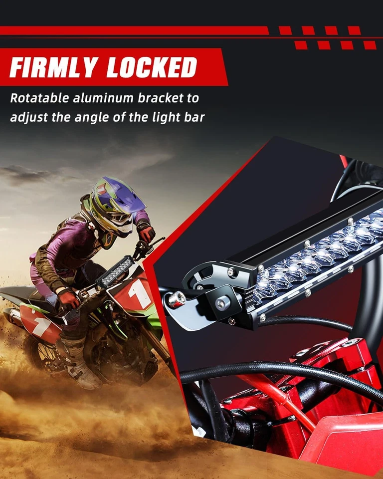 Motorcycle LED Light Bar Plug-Play Driving Light Kit 7/8" Handlebar Universal - Image 2 of 4