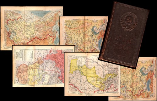 POCKET SOVIET ATLAS 1940 CCCP WWII RUSSIA MAPS CARTOGRAPHY RARE !