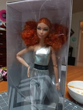 Barbie Signature Looks Model #11 Long Curly Red Hair Silver Jumper 