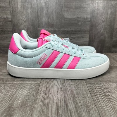 Adidas VL Court 3.0 Women 8 Blue Pink Suede Low Top Skate Sneakers NEW JP5326