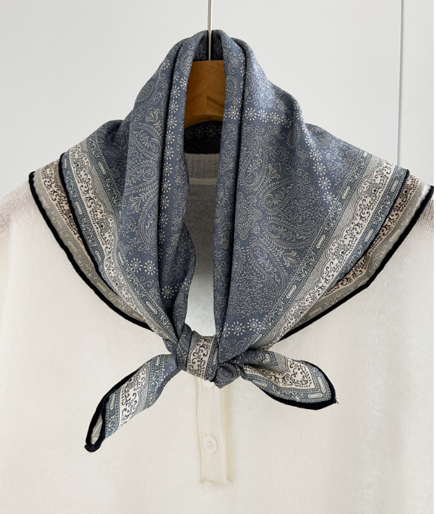 70% Cashmere 30% Silk pattern Print Scarf Double Face 65X65cm Bandana Shawl new