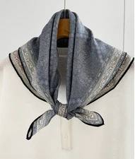 70% Cashmere 30% Silk pattern Print Scarf Double Face 65X65cm Bandana Shawl new