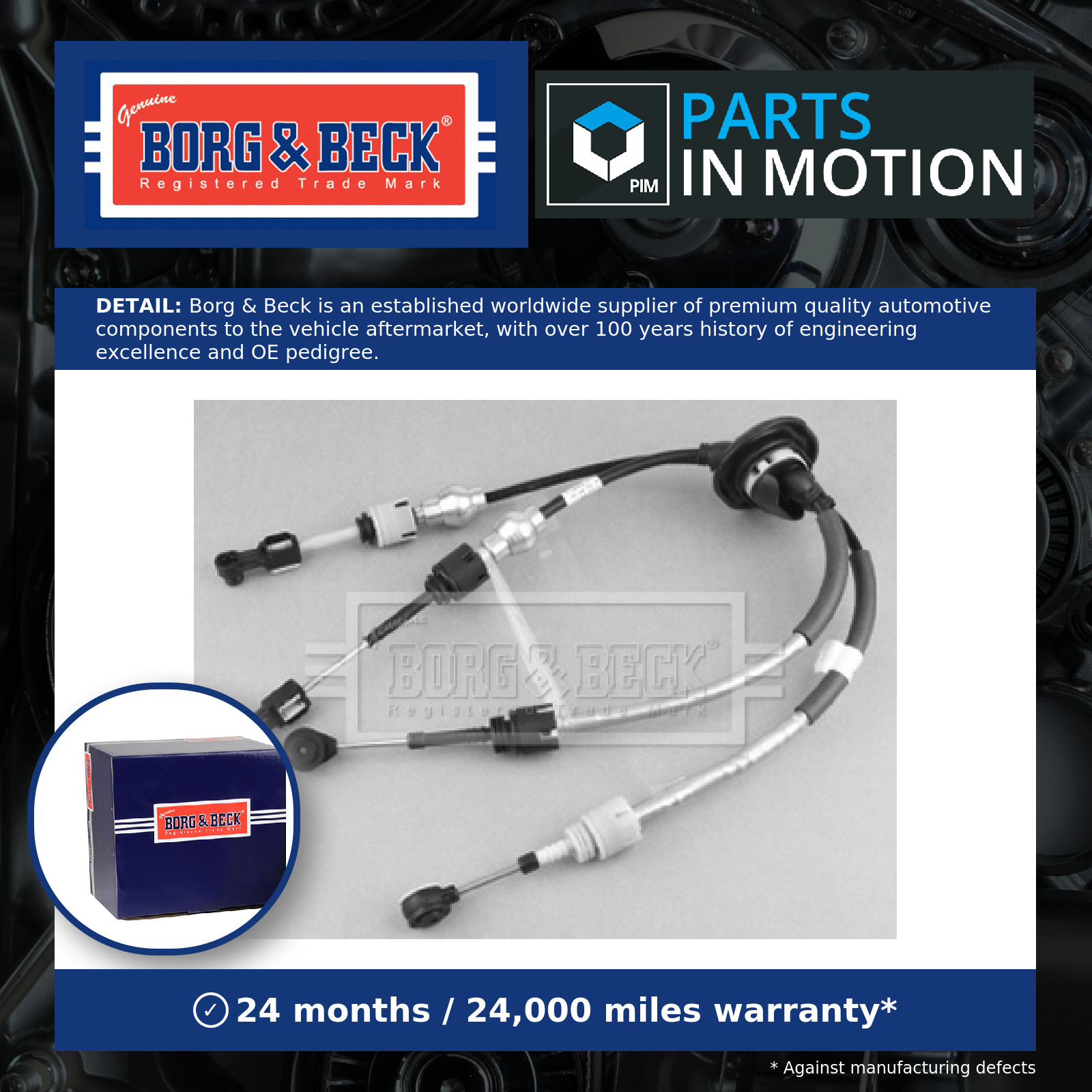 Gear Change Cable BKG1012 Borg & Beck 2444JJ Genuine Top Quality Guaranteed New