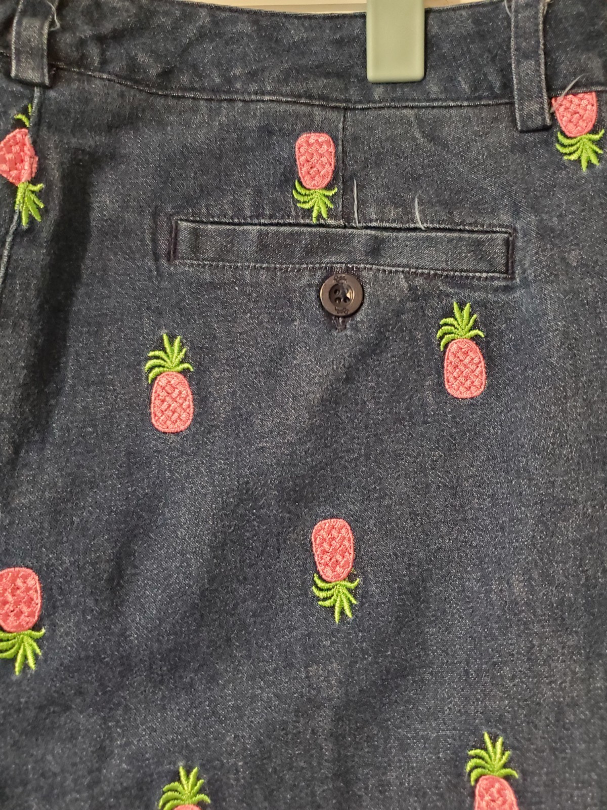 Lilly Pulitzer Navy Blue Cropped Pants Embroidered Pink Green Pineapples Sz 6