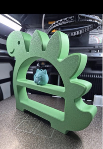 Green Dinosaur Kids Wood Bookcase 2 Shelves Free Standing 12x12x3 in