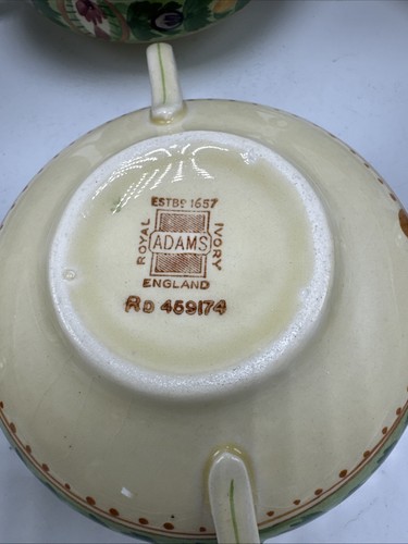Juego de 6 tazas de sopa multicolores pintadas a mano Royal Ivory Adams Titian Ware England - Imagen 4 de 4