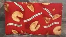 Handmade Red Fabric Checkbook Cover With Fortune Cookie Design NEW  - Lunar NY