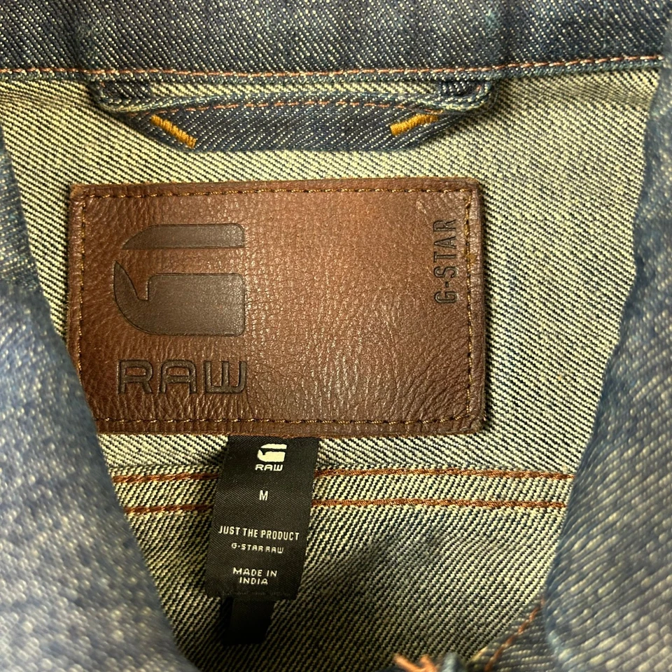 Chaqueta ajustada G Star Raw para hombre azul medio denim con cuello abotonado RE 3301 3D Foto 2 de 4