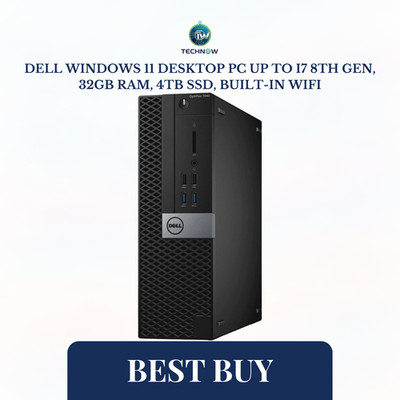 Dell Windows 11 Desktop PC up to i7 8th Gen, 32GB RAM, 4TB SSD, Built-In WiFi