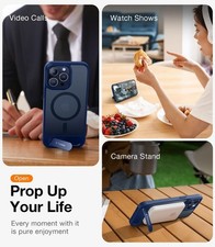 TORRAS iPhone 15 Pro Max Case  Titanium Stand 12FT Military Shockproof– Blue