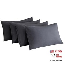 MINIPANDA Pillow Cases Set of 4 Queen Size - Super Queen (Pack of 4) Dark Grey
