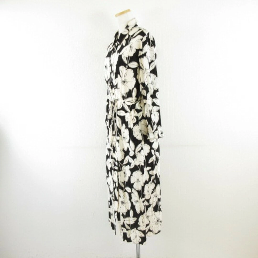 OFF WHITE Abito camicia HOBBS manica lunga floreale bianco sporco nero 38*A505 DE 38 usato607