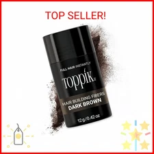 Toppik Hair Building Fibers, Dark Brown, 12g Fill In Fine or Thinning Hair, Inst