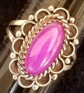 Vintage Navajo Gilo & Grace NAKAI Sterling Silver & Purple Sugilite Sz 8 Ring
