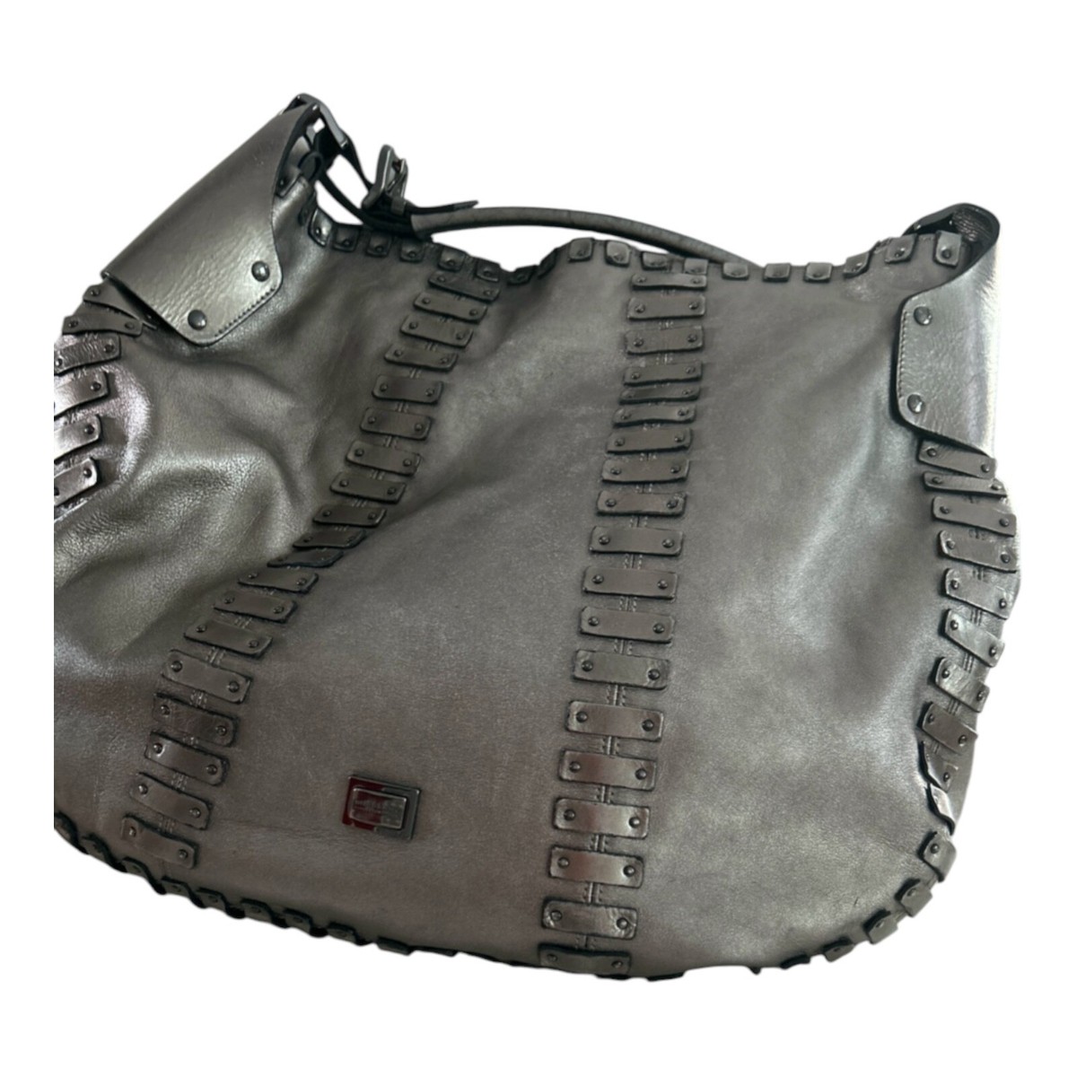 Burberry Runway Metallic Gunmetal Large Hobo Shoulder Handbag