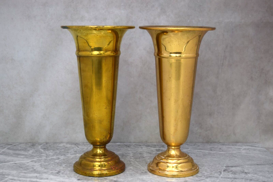 Pair of Older Used Brass Church Flower Vases, 10" (CU860) chalice co eBay