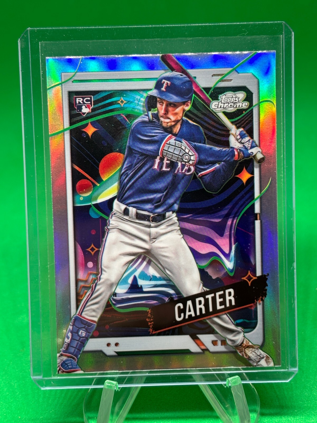 2024 Topps Cosmic Chrome #186 Evan Carter RC Refractor Texas Rangers