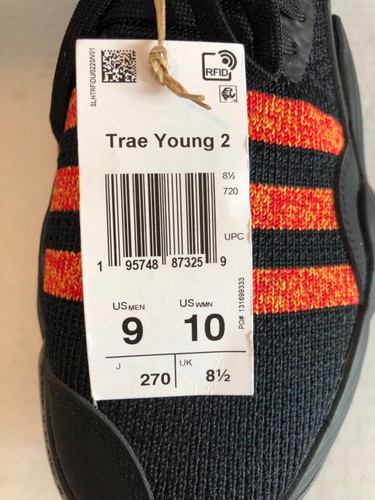 Adidas Trae Young 2 Atlanta Hawks NBA Men’s Size 9 HQ0986 Black Red Brand New - Picture 10 of 12