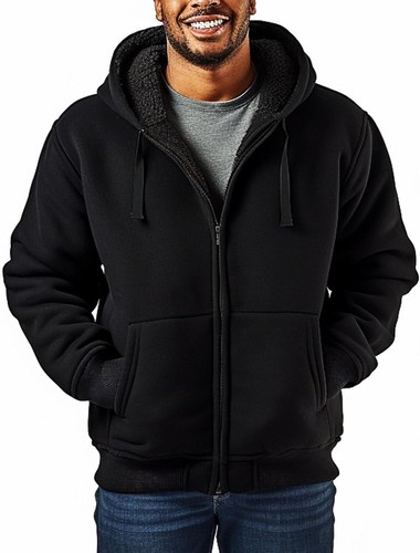 Sherpa Lined Hoodies for Men Heavyweight Full Zip Up Sweatshirt Thick Fleece Jac