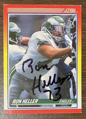 RON HELLER AUTOGRAPHED 1990 SCORE FOOTBALL CARD # 248 PHILADELPHIA EAGLES