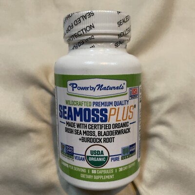 Power By Naturals Premium Quality Organic Sea Moss Plus 60 Caps Exp 11/25+