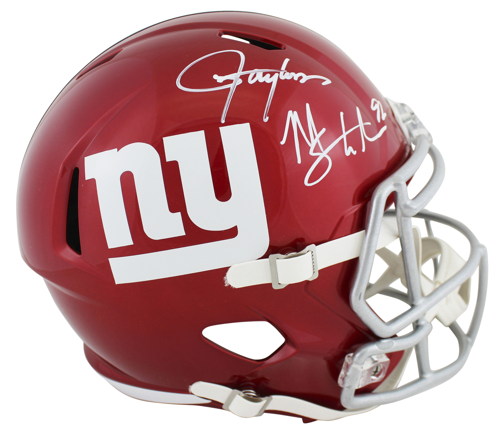 Michael Strahan Autographed Signed & Lawrence Taylor Flash F/S Speed Rep Helmet Beckett Witness 