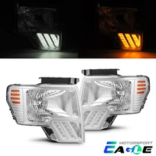 FOR 2009-2014 Ford F-150 Pickup MKII LED Chrome Projector Headlights Pair