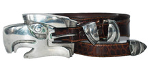Barry Kieselstein Cord Sterling Silver Large 4" Eagle Head Alligator Belt SZ H