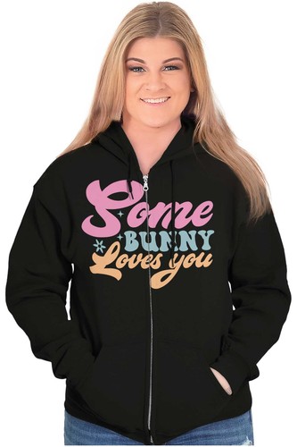 Cute Spring Easter Pun Some Bunny Loves You Womens Zip Hooded Sweatshirt Hoodie - Picture 5 of 7