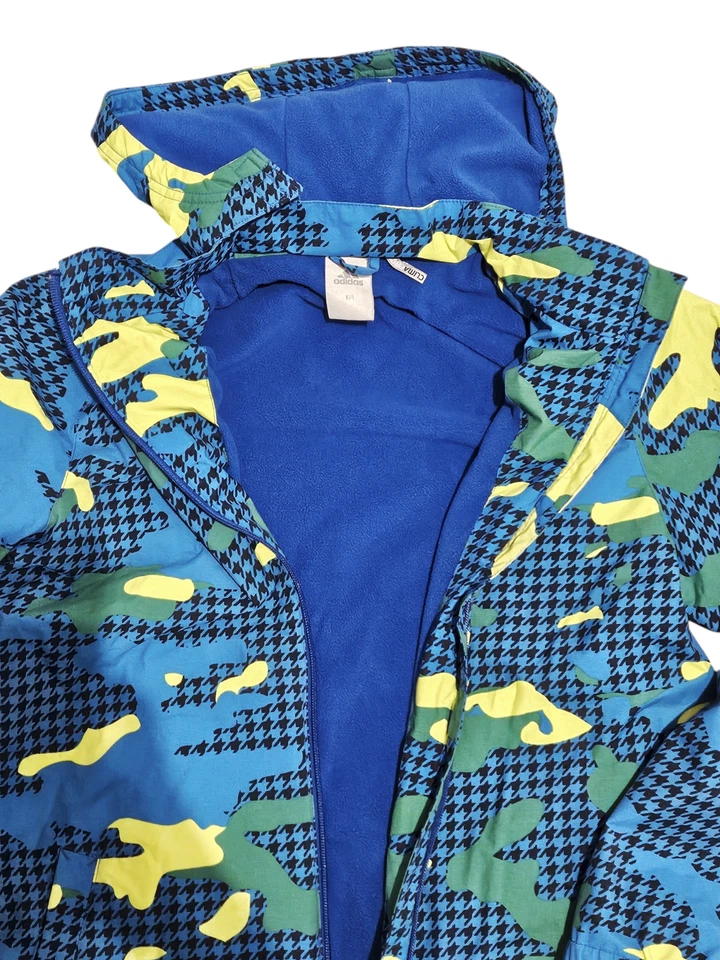 Abrigo de gamuza con capucha Adidas para niños vintage multicolor camuflaje juvenil talla 164 Foto 3 de 4
