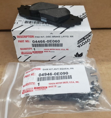 LEXUS OEM REAR BRAKE PAD AND SHIM SET 2016-2021 RX350 RX450H