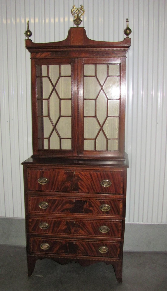 Librería antigua secretaria federal americana de caoba alrededor de 1790 Foto 3 de 4