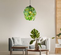 Pendellampe HäNgeleuchte Pendelleuchte Wohnzimmerlampe GrüN BläTter-Design E27