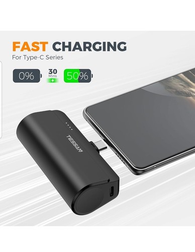 Portable Charger with Built-in USB C Connector 5000mAh Power Bank 12W Compact - Zdjęcie 3 z 6