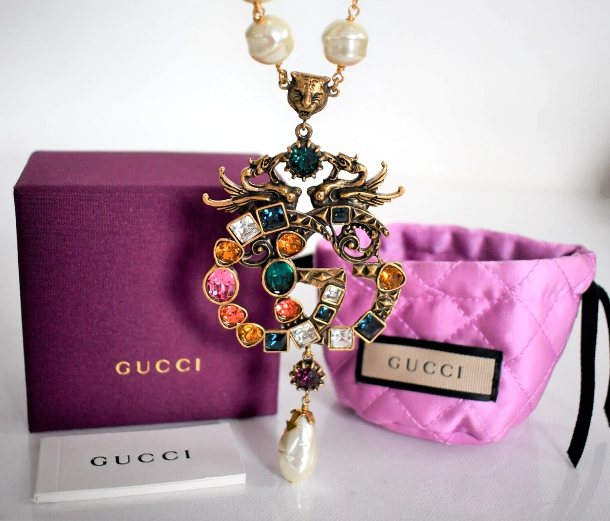 Crystal double g necklace deals