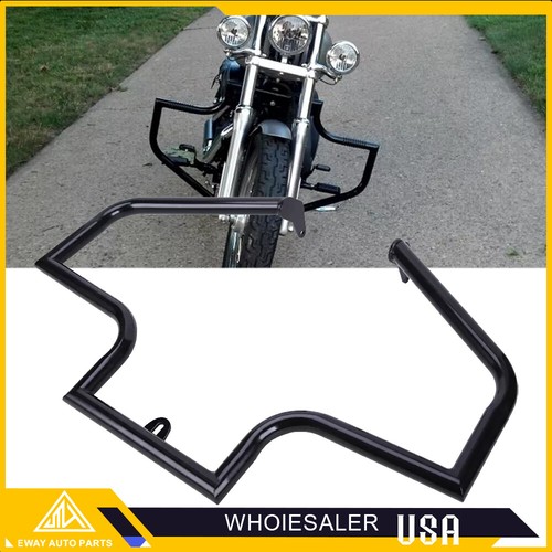 1-1/4" Black Highway Engine Guard Crash Bar For Harley Heritage Softail Springe - Picture 4 of 12