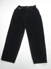 VINTAGE Ralph Lauren Pants Womens 10 Black Velour velvet y2k Loose Baggy