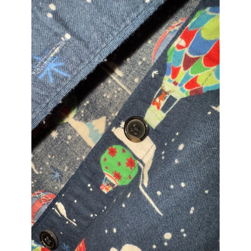 WONDERSHOP цель синий Рождество Санта воздушный шар печать фланель сна рубашка размер L - Изображение 4 из 4