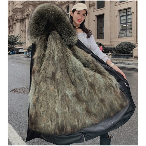 Winter Women's Genuine Raccoon Fur Collar/Liner Coats Long Parka Jackets Outdoor - Picture 32 of 40