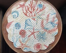 C&F Enterprises One Quilted Reversible Placemat “Shelly Shores” Coral & Shells
