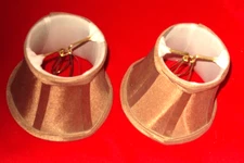 Vintage Set of 2 Mini Lamp Clip ON -LAMP-Chandelier Shades, 4" TALL  x 4 1/2”