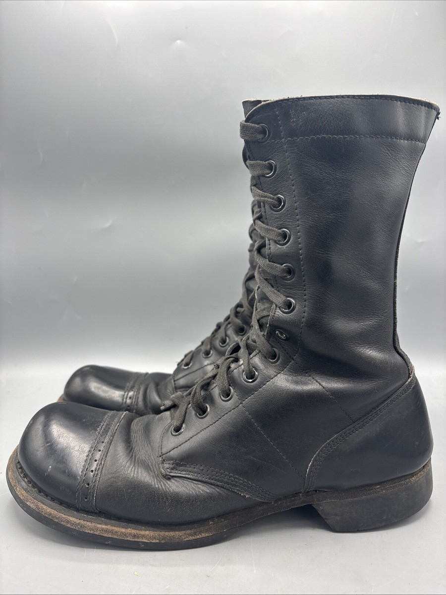 Vintage Corcoran Black Leather Military Jump Boots 8.5 C Narrow 8