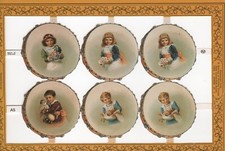 6 Victorian Child Portraits-Round Frame Embossed Craft Scrap Book England