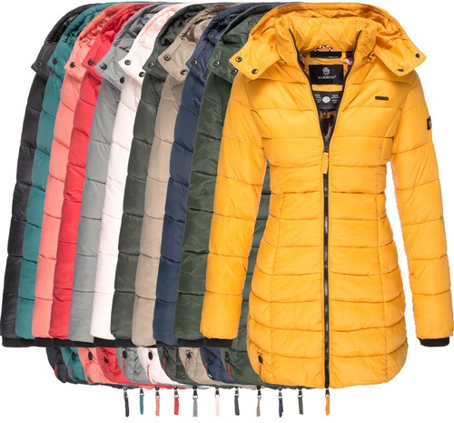 Marikoo Damen Herbst Winter Übergangs Jacke Stepp Mantel Parka Steppjacke lange  - Afbeelding 1 van 67