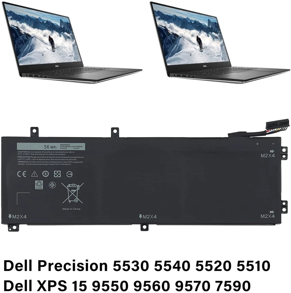 Batería para portátil compatible con Dell XPS 15 9560 9570 9550 9590.. 11.4V 56Wh Foto 3 de 4