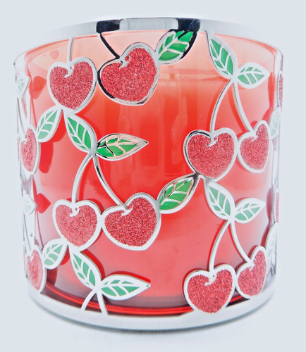 BATH & BODY WORKS GLITTERY VALENTINES RED CHERRY HEARTS 3 WICK CANDLE HOLDER NEW - Picture 17 of 18