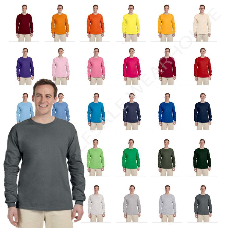 Fruit Of The Loom Mens Long Sleeve T-Shirt HD Cotton Tee WD930