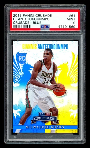 2013-14 Panini Crusade GIANNIS ANTETOKOUNMPO #61 Blue Prizm Rookie PSA 9 Mint!